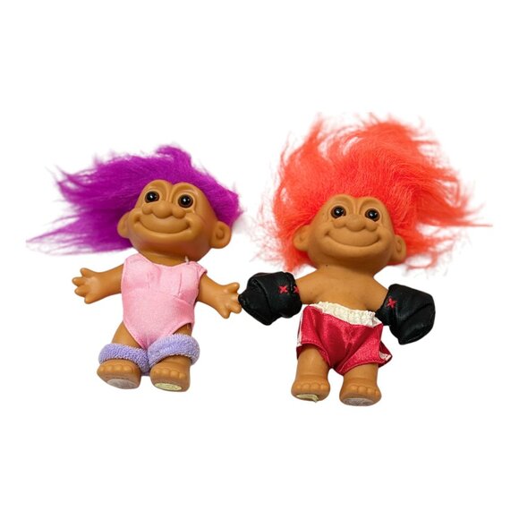 Russ Troll Doll Lot 4  Greek China Excercise Boxer 5 inch Vintage 1990s - Picture 8 of 12